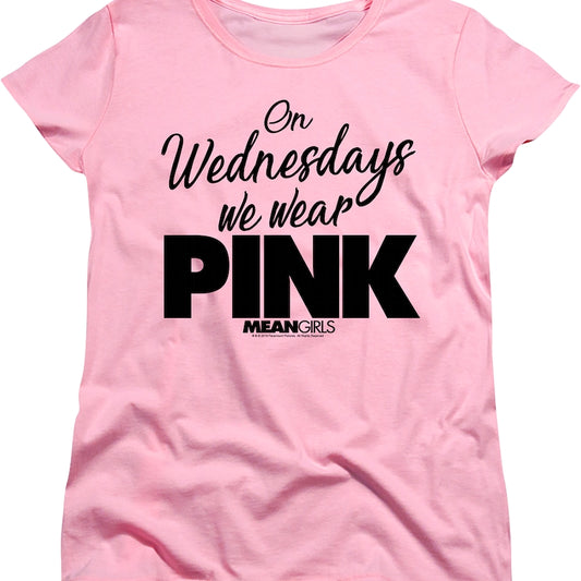 Womens Mean Girls On Wednesdays We Wear Pink Shirt
