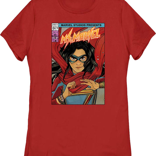 Womens Ms. Marvel Comic Book Cover Marvel Comics T-Shirt