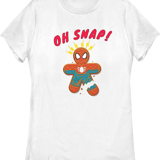 Womens Oh Snap Gingerbread Spider-Man Marvel Comics Shirt