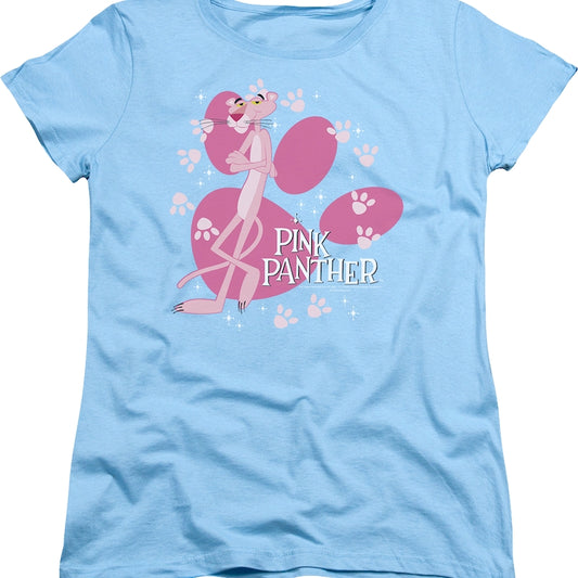 Womens Paw Prints Pink Panther Shirt