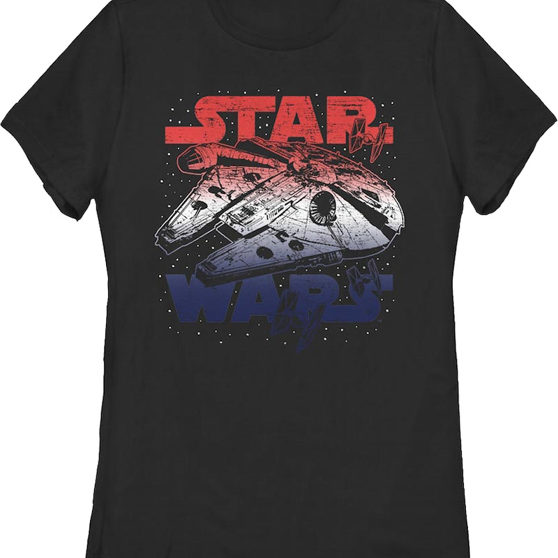 Womens Red White Blue Millennium Falcon Star Wars Shirt