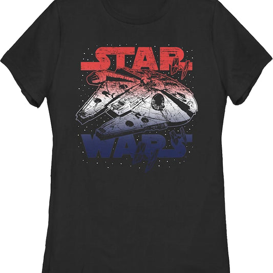 Womens Red White Blue Millennium Falcon Star Wars Shirt