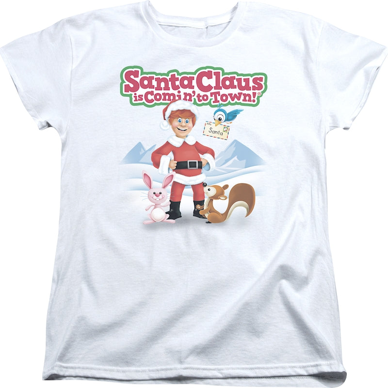 Womens Santa Claus Is Comin' To Town Shirt