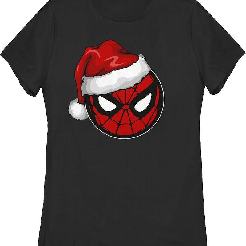 Womens Santa Hat Spider-Man Shirt