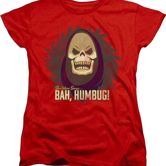 Womens Skeletor Says Bah Humbug Masters of the Universe Shirt