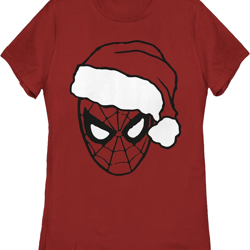 Womens Spider-Man Santa Claus Hat Marvel Comics Shirt