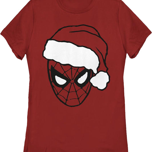 Womens Spider-Man Santa Claus Hat Marvel Comics Shirt