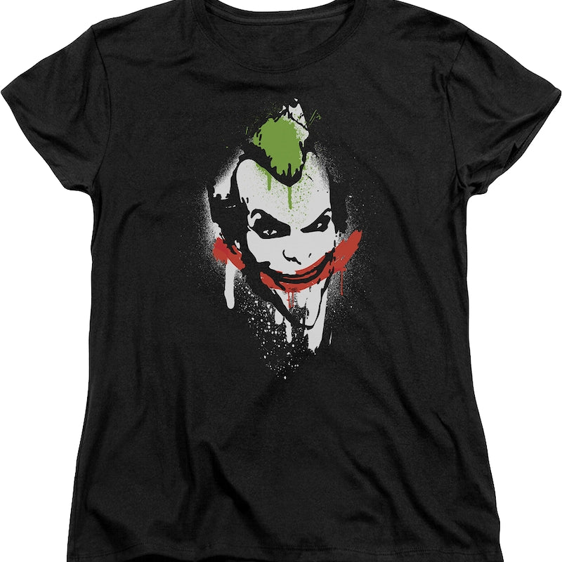 Womens The Joker Spray Painted Smile DC Comics Shirt