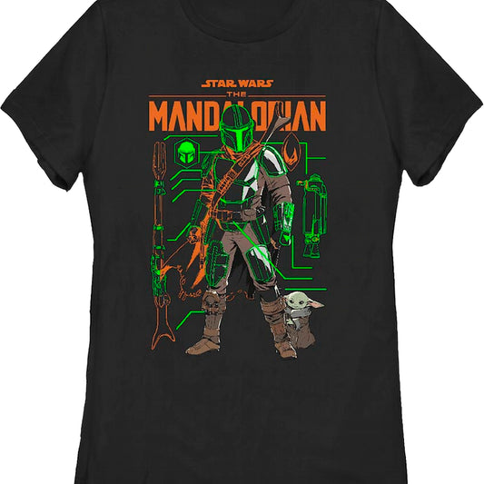 Womens The Mandalorian And The Child Outlines Star Wars Shirt