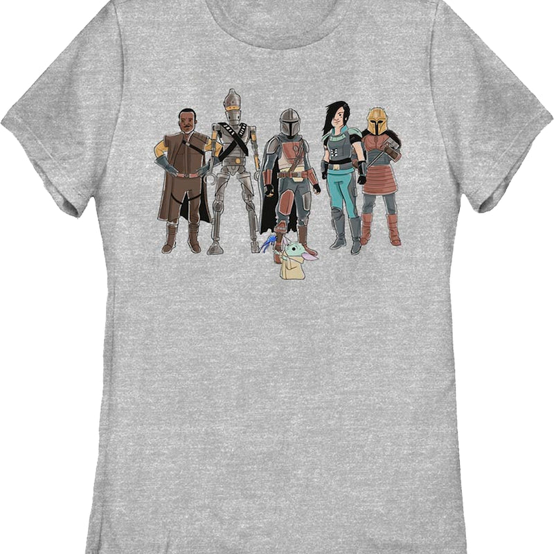 Womens The Mandalorian Character Sketches Star Wars Shirt