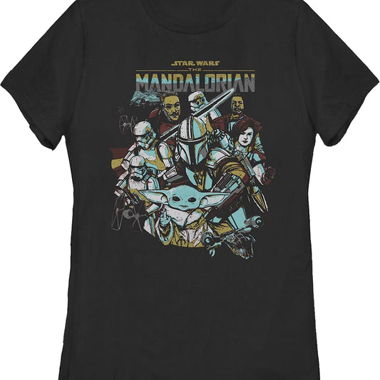 Womens The Mandalorian Collage Star Wars Shirt