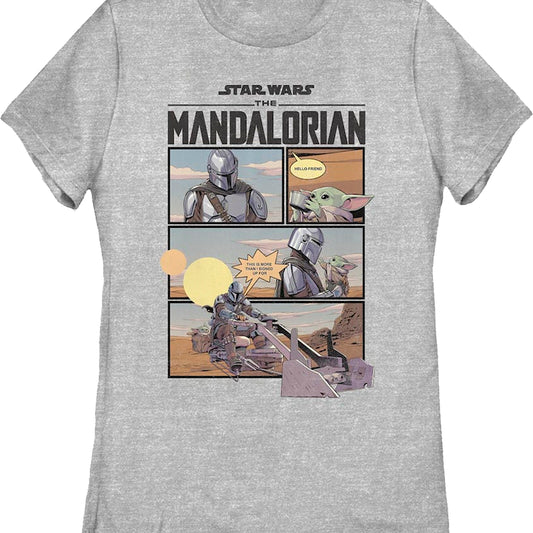 Womens The Mandalorian Comic Book Panels Star Wars Shirt