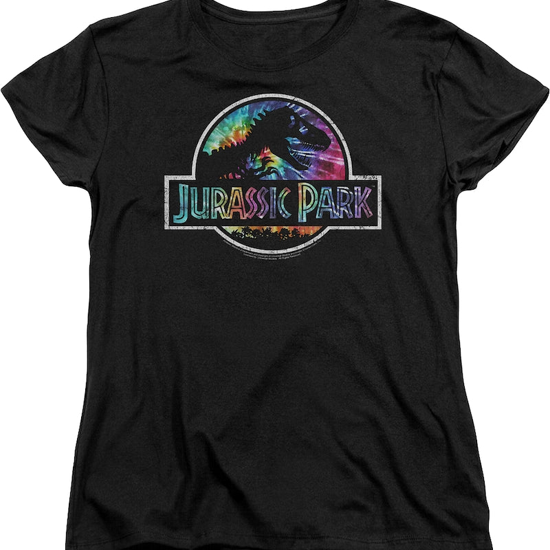 Womens Tie Dye Logo Jurassic Park Shirt