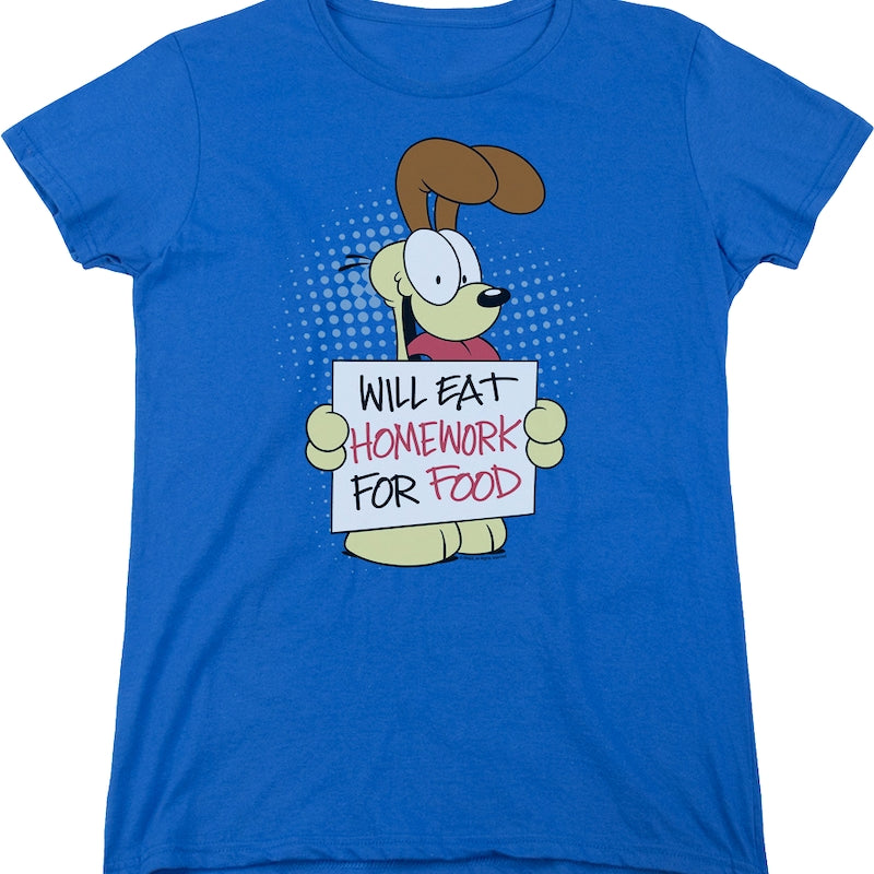 Womens Will Eat Homework Garfield Shirt