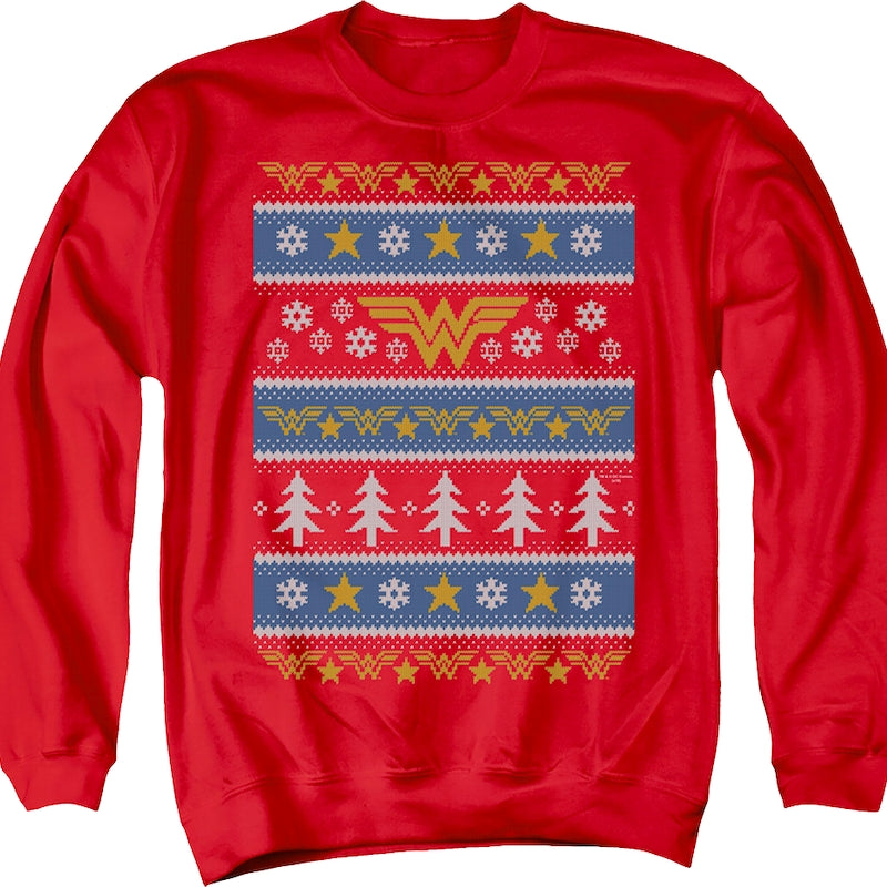 Wonder Woman Ugly Faux Knit DC Comics Sweatshirt