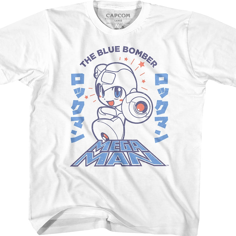 Youth Japanese Text Mega Man Shirt