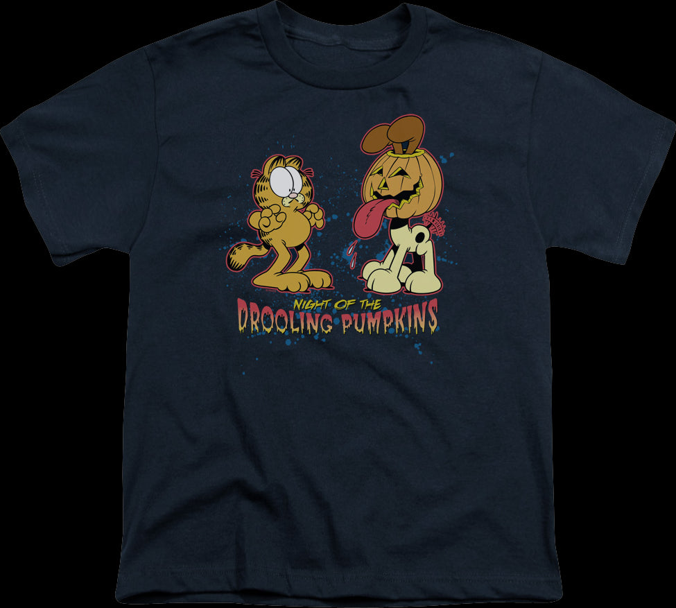 Youth Night Of The Drooling Pumpkins Garfield Shirt