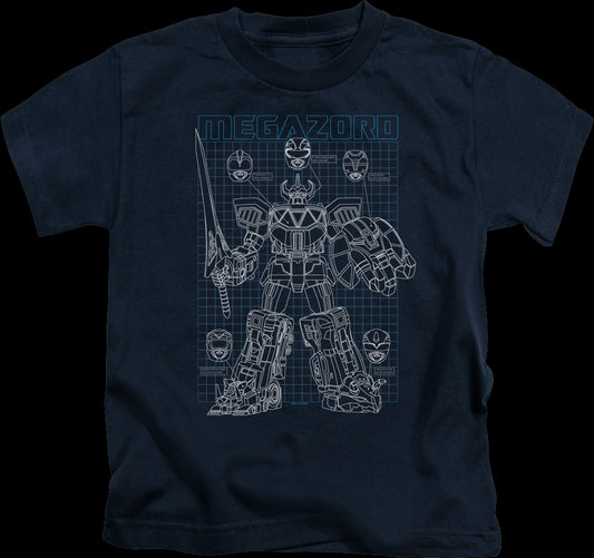 Youth Schematic Megazord Mighty Morphin Power Rangers Shirt